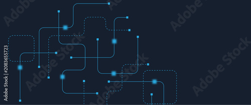 Принти на полотні Abstract digital AI circuit board background with tech icons