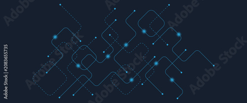 Photography Abstract futuristic technology with crossed lines and dots geometric vector back
