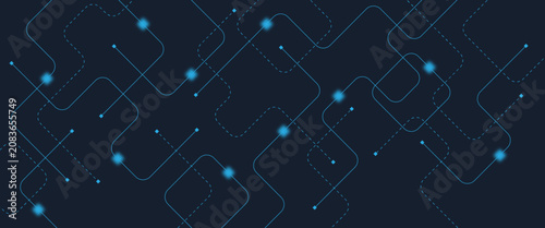Canvas-taulu Abstract digital AI circuit board background with tech icons