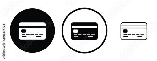 Fotografie Credit Card Icons: A collection of minimalist icons representing credit cards in black and white, highlighting payment, finance, and transaction concepts