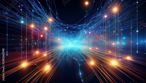 ai neural network concept big data light quantum computing technology futuristic and modern tech information transmission
