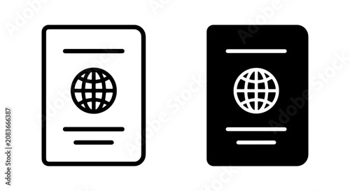 Foto Passport Icons, Travel Document Symbols, International Identification Graphics,