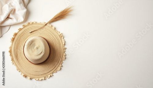 a woman's hat on a white background with space for text