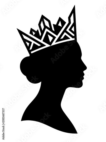 Fotografie Silhouette profile of a woman wearing an elegant crown with silhouette monarchy