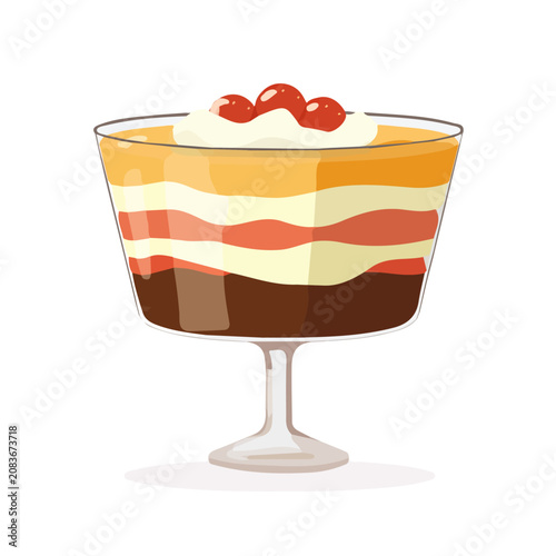 Obraz na płótnie 2D minimalist flat vector of a Trifle, contemporary clean design isolated on white