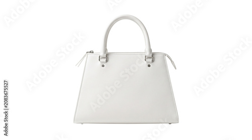 White leather handbag with silver hardware.