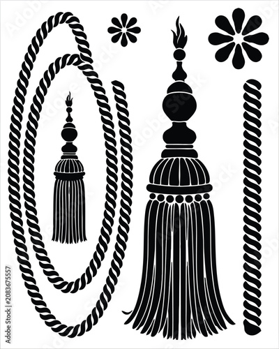 Cuadro en lienzo Decorative curtain tassel and twisted rope set