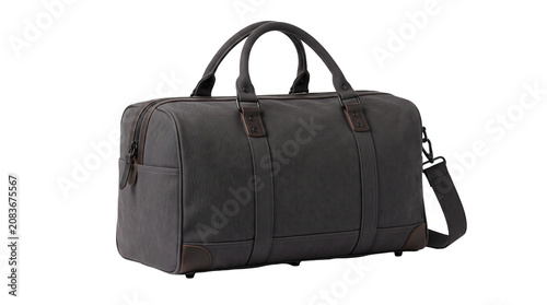 Black leather travel duffel bag.