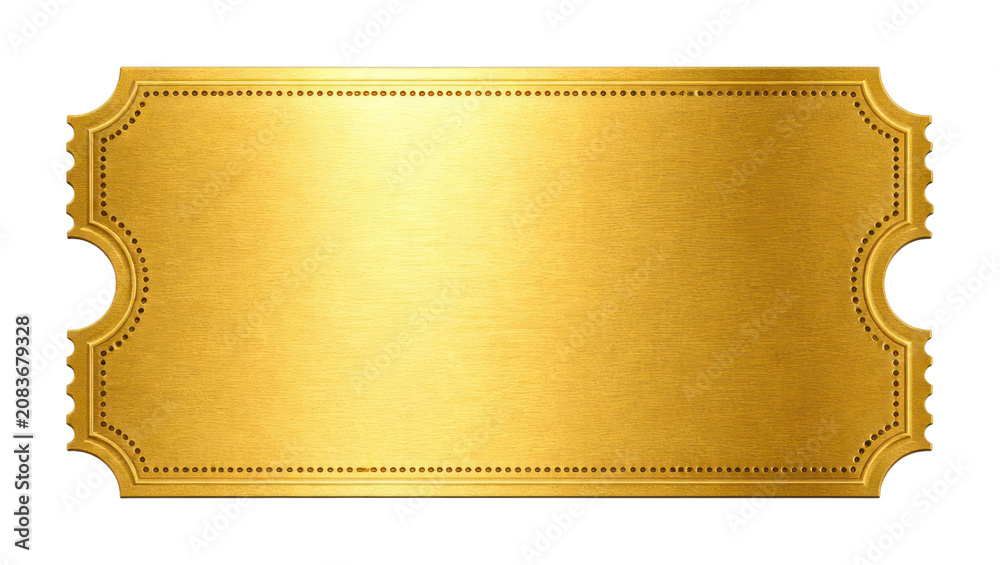 Fototapeta premium PNG Elegant gold ticket label with decorative vintage border