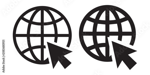 Internet browser icon with globe symbol and cursor for web navigation concept.