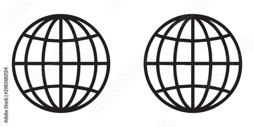 Foto Globe earth grid vector icons, simple world map with latitude and longitude lines