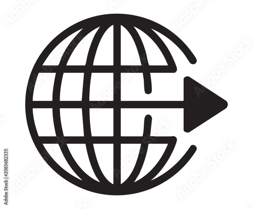Global network symbol world with arrow. worldwide connection sign. globe icon internet icon.