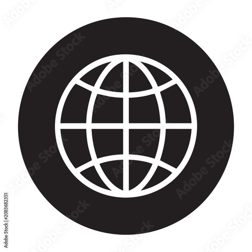 Global network symbol world with dark circle. worldwide connection sign. globe icon internet icon.
