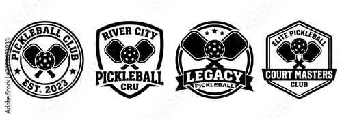 Cuadro en lienzo Elite Pickleball Shield Vector Set 3 - Athletic Guard Crest Pack - Professional