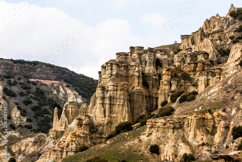 Canvas Print Scenic view of fairy chimneys rock formations and volcanic landscape caused by w