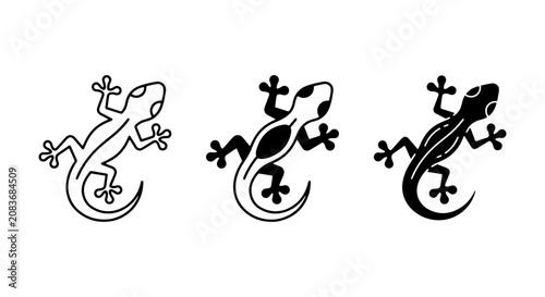 Foto Gecko Vector Icons Set: Outline, Silhouette, and Filled Styles for Wildlife and