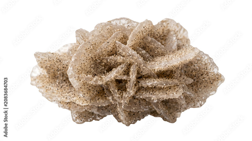 Obraz premium A beautiful desert rose crystal formation, resembling a delicate flower with intricate sandy petals. This natural wonder showcases the intricate beauty of mineralogy and geological processes