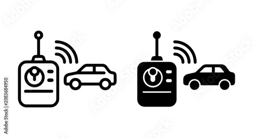 Fotografía Remote Control Car Icons, Wireless Toy Vehicle Control, Radio Transmitter Signal