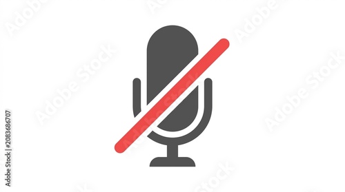 Muted Microphone Icon with Red Prohibition Sign