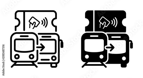 Konstfotografi Public Transport Pass Icons, Transit Ticket Symbols, City Travel Card Graphics,