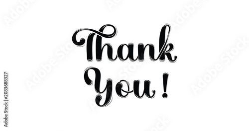 Thank You Vector Illustration, Handwritten Calligraphy Lettering. Black Cursive Text with Offset-Outline Effect Great for Greeting Cards, Wedding Invitations, Print, and Creative Digital Design Works