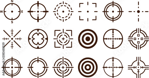 Tableau sur toile target and crosshair icons set vector- aim, focus and scope symbols