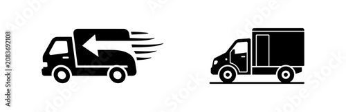 Delivery truck and freight transport icons showing fast shipping and logistics services.