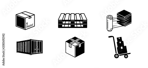 Shipping and delivery icons set. various packaging concepts for logistics and e-commerce business.