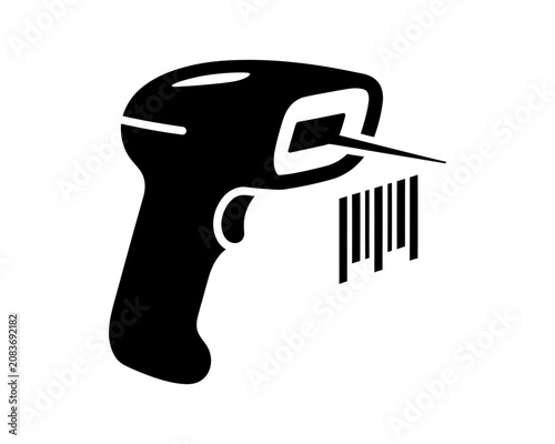 Barcode scanner icon vector. handheld device used for reading product information on labels.