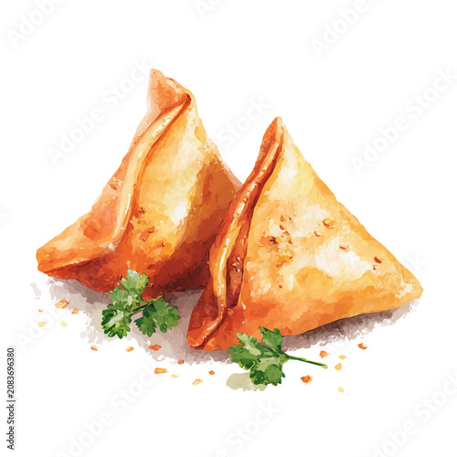 Obraz na płótnie Samosas, watercolor design element isolated on white background