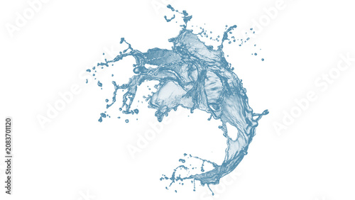 Fotografía 3d clear blue water scattered around, water splash transparent isolated