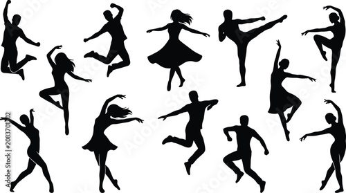 Photography Dancing Silhouettes Set Featuring Ballet Modern Jazz Contemporary and Acrobatic
