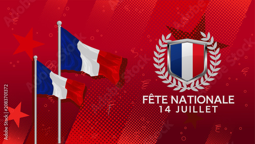 Fête nationale française, 14 juillet - bannière, fond - illustration vectorielle	