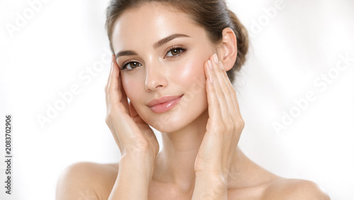 Woman using skincare product, beautiful skin, beauty routine