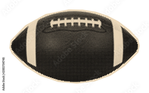 Canvas Print Vintage American football illustration with retro halftone shading, perfect for