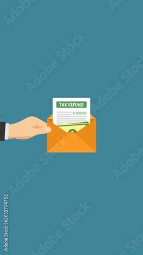 giving tax refund message video animation vertical concept