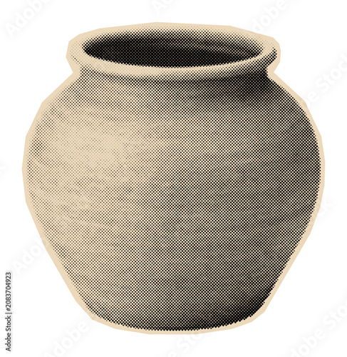 Quadro su tela Ancient clay pot or earthenware jar, a traditional ceramic vessel for storage or