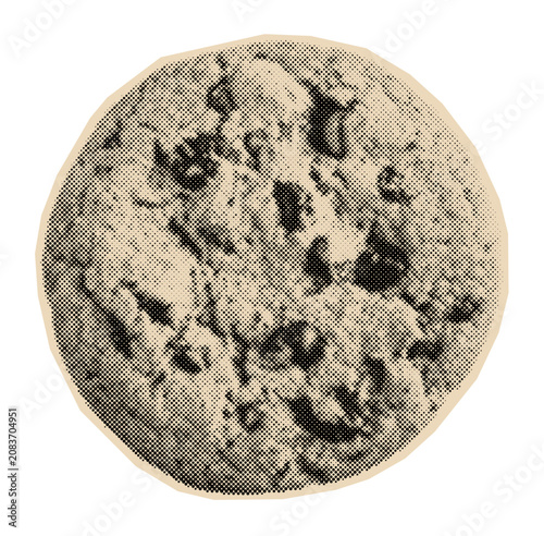 Obraz na płótnie Chocolate chip cookie illustration of a classic baked dessert, rendered in a vin