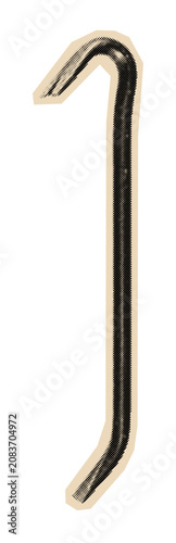 Foto Crowbar hand tool for prying and demolition, illustrated in a simple vintage mon
