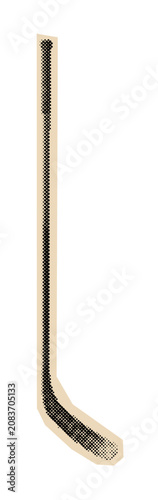 Photography Ice hockey stick for playing a winter sport, shown in a classic vintage halftone