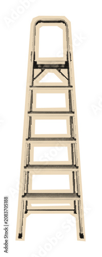 Stepladder for household chores, home improvement, and construction work, illustrated in a vintage halftone pop art style