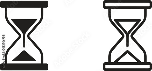 Schilderij op canvas Black and white hourglass icons showing time passage