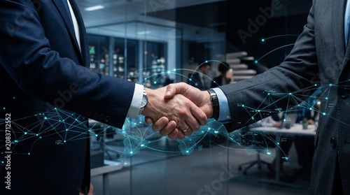 Business partnership handshake with network overlay