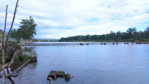 Footage of the Nepean River flowing over the Penrith Weir near the Western Sydney city of Penrith in New South Wales, Australia
