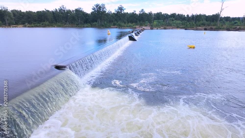 Footage of the Nepean River flowing over the Penrith Weir near the Western Sydney city of Penrith in New South Wales, Australia