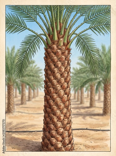 Date Palm Trunk – Scientific Botanical Illustration