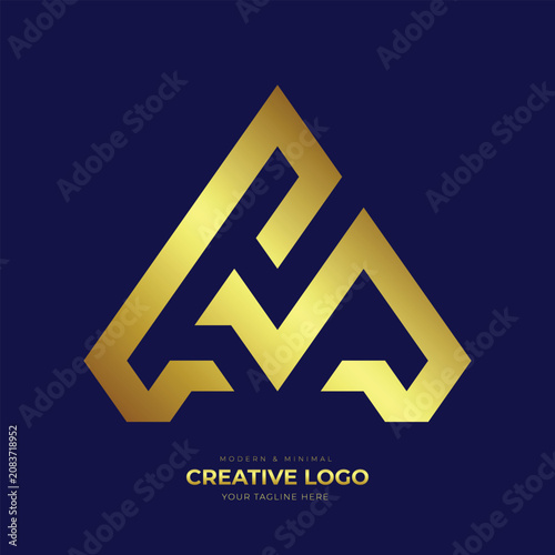 CM Letter Logo Luxury Gold Triangle Monogram for Business Brand