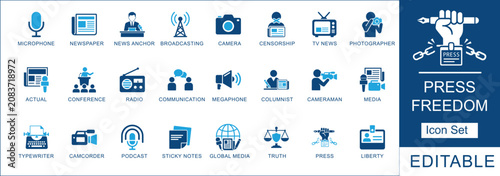 Photos Press freedom and media icon set