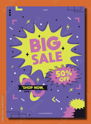 Big Sale Retail Flyer Template with Starburst Shapes