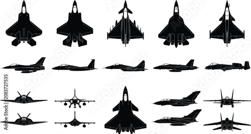 Photos Modern Fighter Aircraft Silhouette Collection